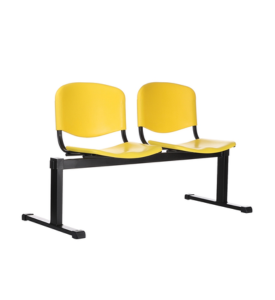 Banca tándem de 2 plazas ISO Plastic color amarillo para sala de espera