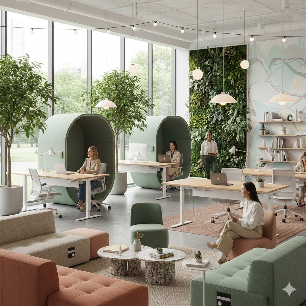 El diseño del mobiliario de oficina para las personas de generación Z.