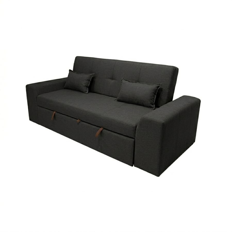 Sofá cama minimalista Cozy Rest tapizado en tela color negro ScrivaniaMx.