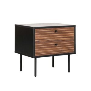 Buro Dahshur en acabado madera nogal con cubierta de melamina de 28mm y base metalica de una pulgada.