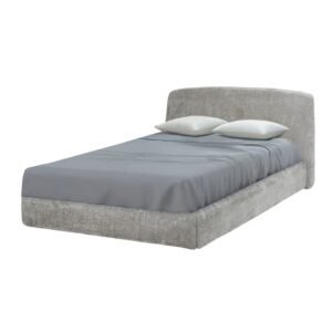 Vista angular en perspectiva de la cama Lior de Scrivania con cabecera tapizada en capitonado de estilo clásico contemporáneo.