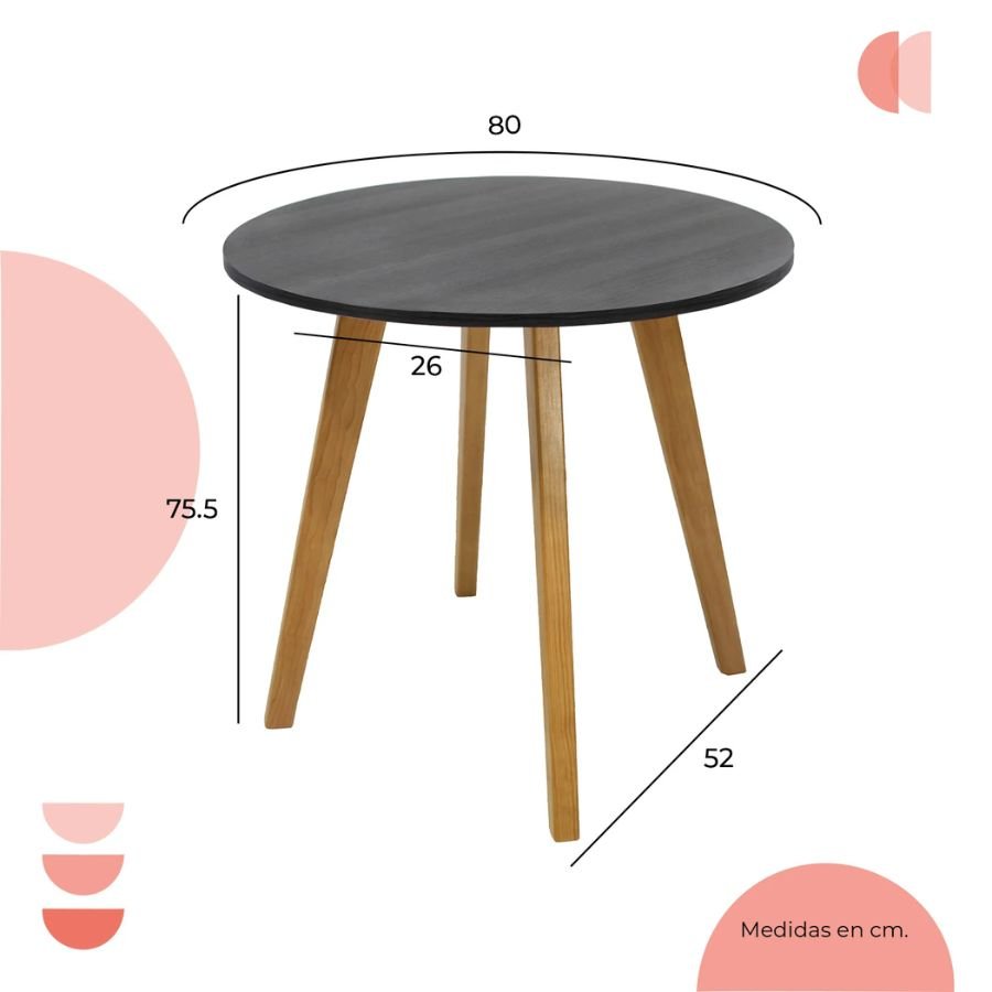 Mesa Acrux Medidas y dimensiones de la mesa Acrux 80cm negra ScrivaniaMX