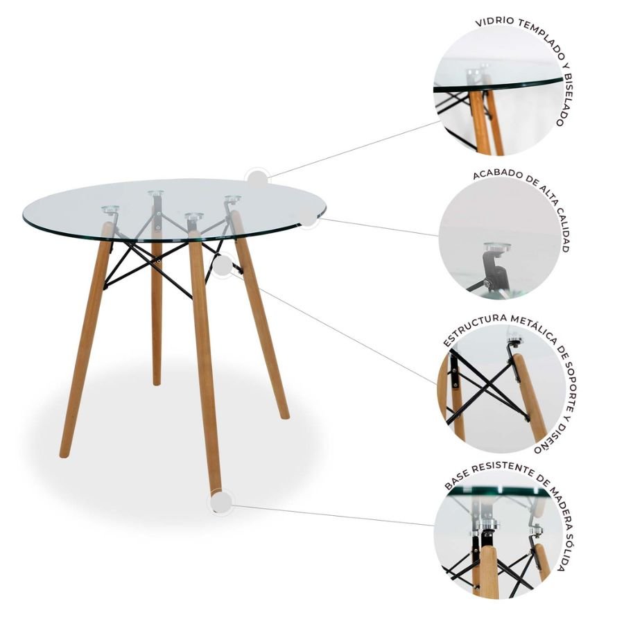 MESA HERMES Mesa redonda Hermes ideal para optimizar espacios en comedores residenciales, cafeterías o salas de juntas.
