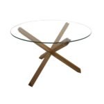 Mesa de comedor Riona circular en acabado nogal de ScrivaniaMX