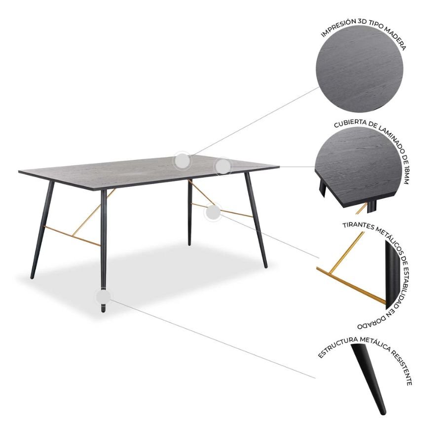 MESA DE COMEDOR SIENA Diagrama de ensamble estructural de la mesa de comedor Siena ScrivaniaMX