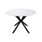 Mesa de comedor circular Uganda en piedra sinterizada blanca ScrivaniaMX
