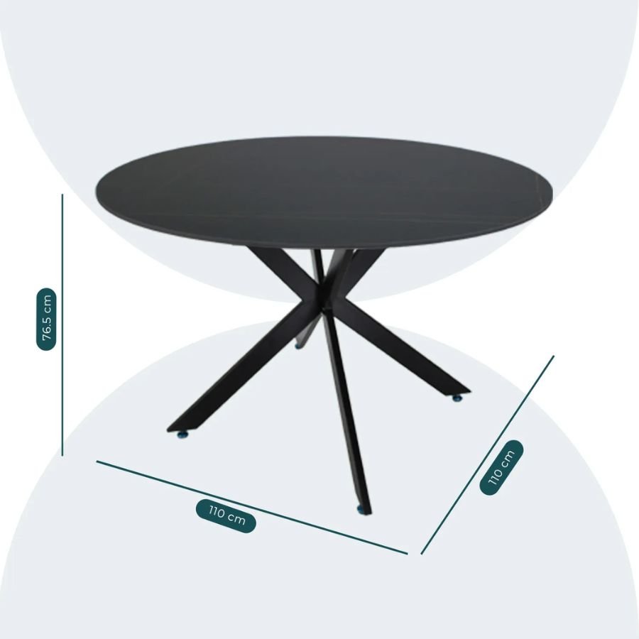 MESA DE COMEDOR UGANDA Diagrama de medidas y dimensiones mesa Uganda de 110cm ScrivaniaMX