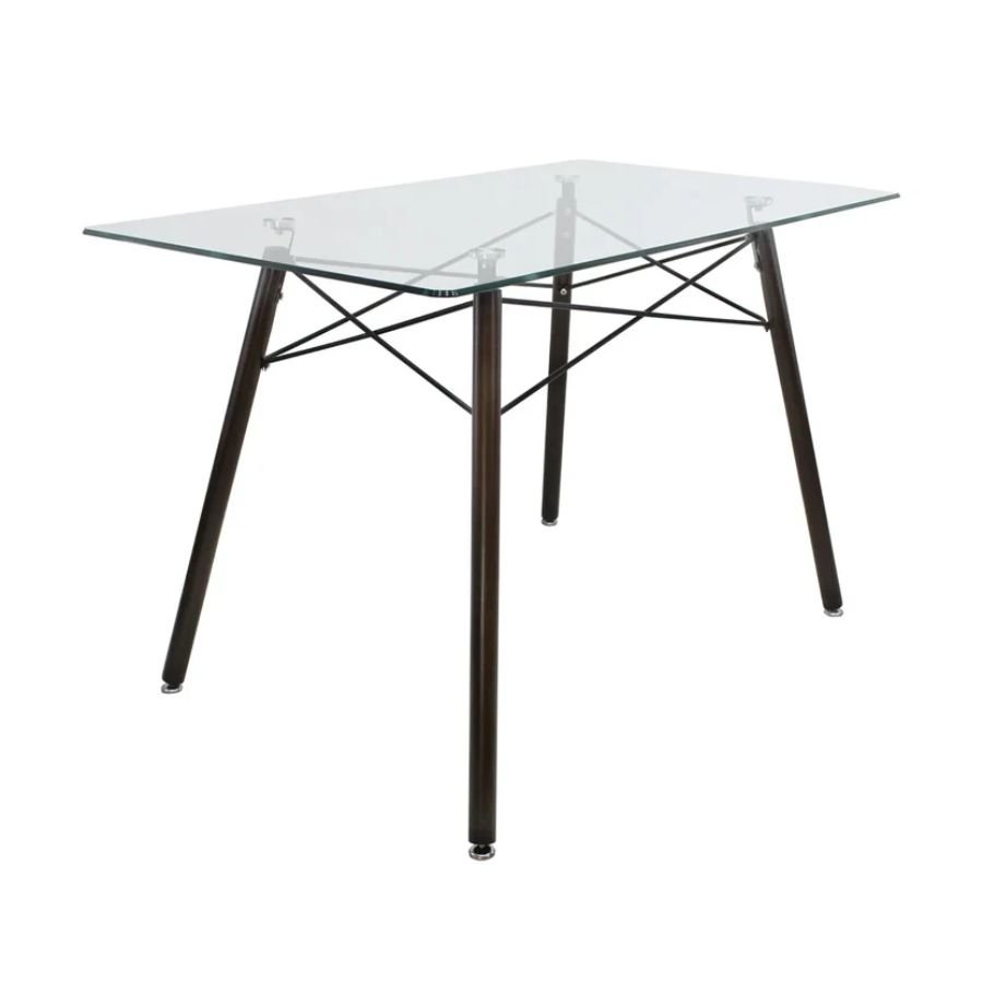 MESA HERMES R Mesa Hermes R con cubierta de vidrio y base en nogal de ScrivaniaMx