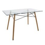 Mesa Hermes R con cubierta de vidrio y base en roble de ScrivaniaMx