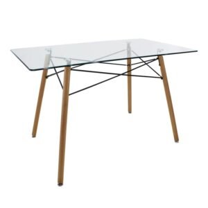 Mesa Hermes R con cubierta de vidrio y base en roble de ScrivaniaMx