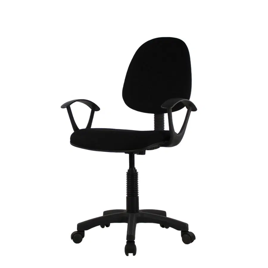 Silla secretarial Andromeda con brazos ajustables en vista de tres cuartos para oficina ScrivaniaMx.