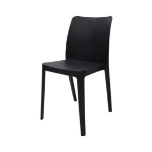 Silla Bellucci negra con descansabrazos y patas acabado madera ScrivaniaMx.