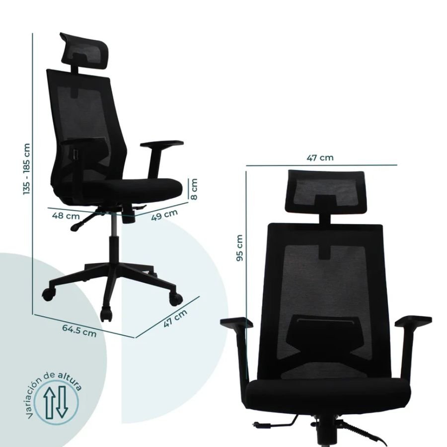 SILLA EJECUTIVA COLUMBA Dimensiones técnicas silla Columba