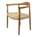 Silla de comedor Guivelli en acabado madera natural con asiento tejido ScrivaniaMx.