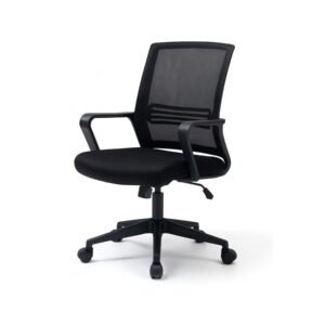 Silla secretarial Lyra negra en tela mesh transpirable ScrivaniaMx.