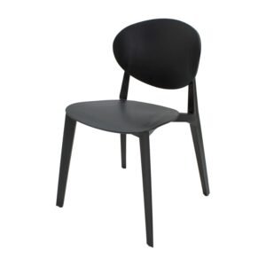 Silla de plástico Masselli en color negro con diseño apilable ScrivaniaMx.
