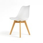 Silla escandinava de Visita Acrux en color blanco con asiento acojinado ScrivaniaMx.