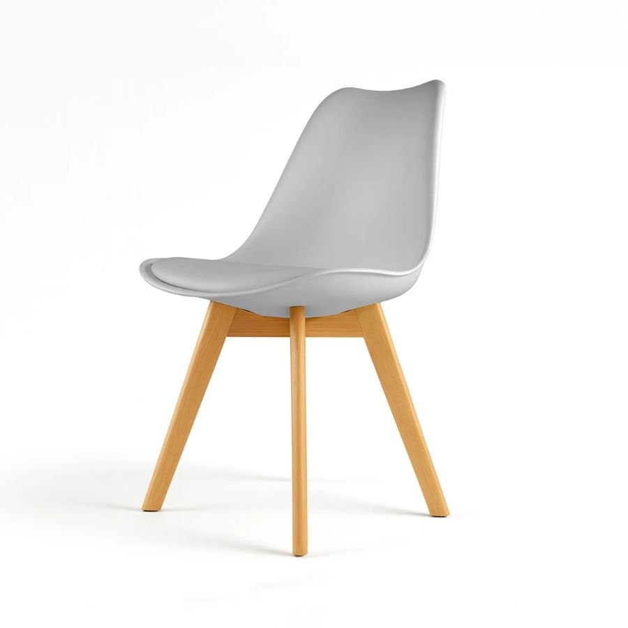 SILLA ESCANDINAVA FRAVELLE Silla de comedor Fravelle en color gris industrial con patas de madera ScrivaniaMx.
