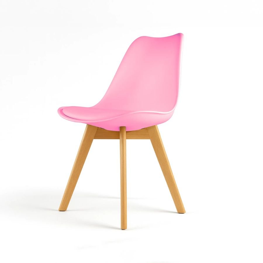 SILLA ESCANDINAVA FRAVELLE Silla decorativa Fravelle en color rosa pastel con asiento acolchado ScrivaniaMx.