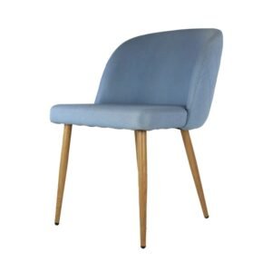 Silla Louvre azul de diseño nórdico con patas estilo madera de ScrivaniaMX