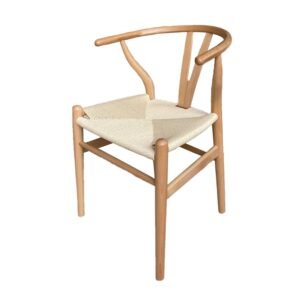 Silla Micerova en acabado madera natural con asiento de tejido orgánico de ScrivaniaMX