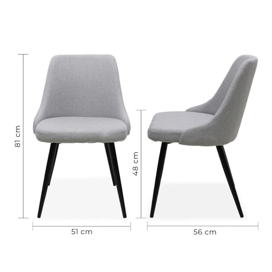 SILLA NORVEN Diagrama de medidas de la Silla Norven 81 cm altura de ScrivaniaMX