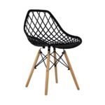 Silla Hermes R negra de diseño nórdico con patas de madera clara de ScrivaniaMX