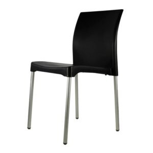 Silla Vivaldi negra de diseño ergonómico para interiores y exteriores de ScrivaniaMX