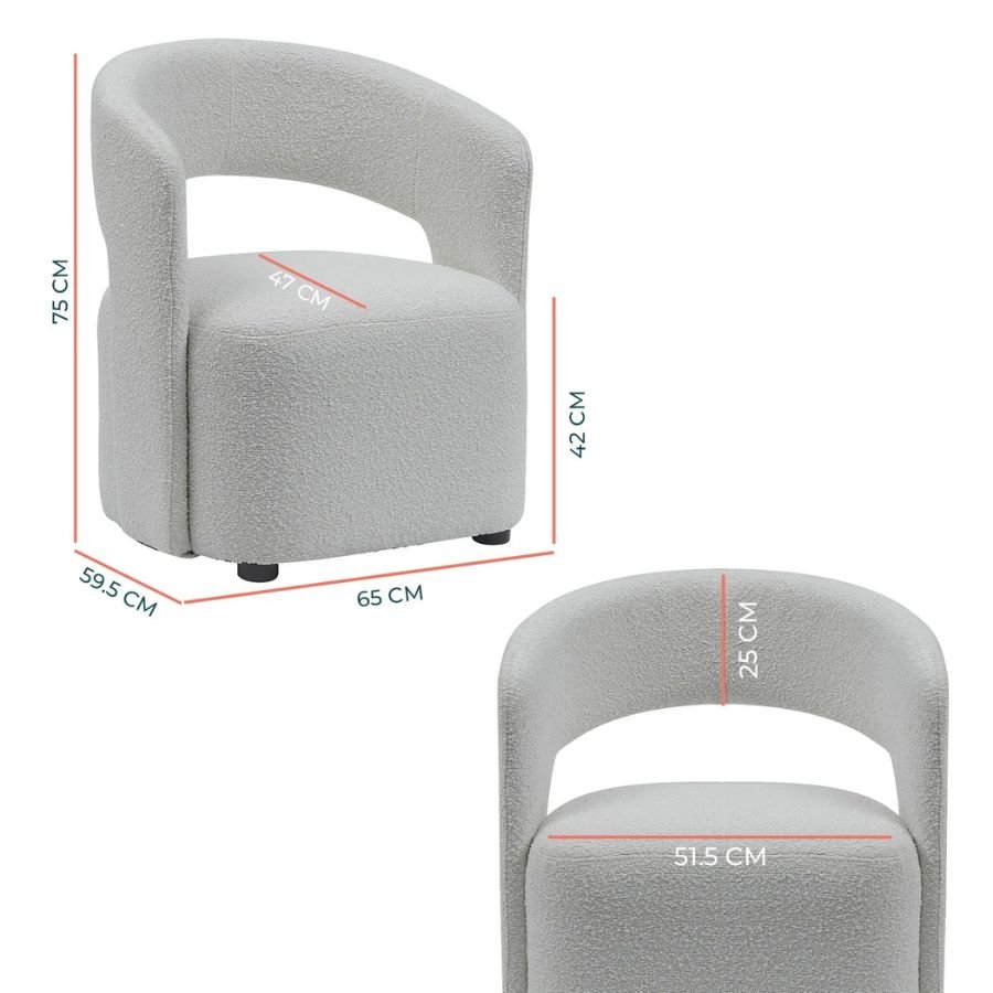 SILLÓN VITTORIO Diagrama con medidas del sillón Vittorio altura 75 cm y ancho 65 cm de ScrivaniaMX
