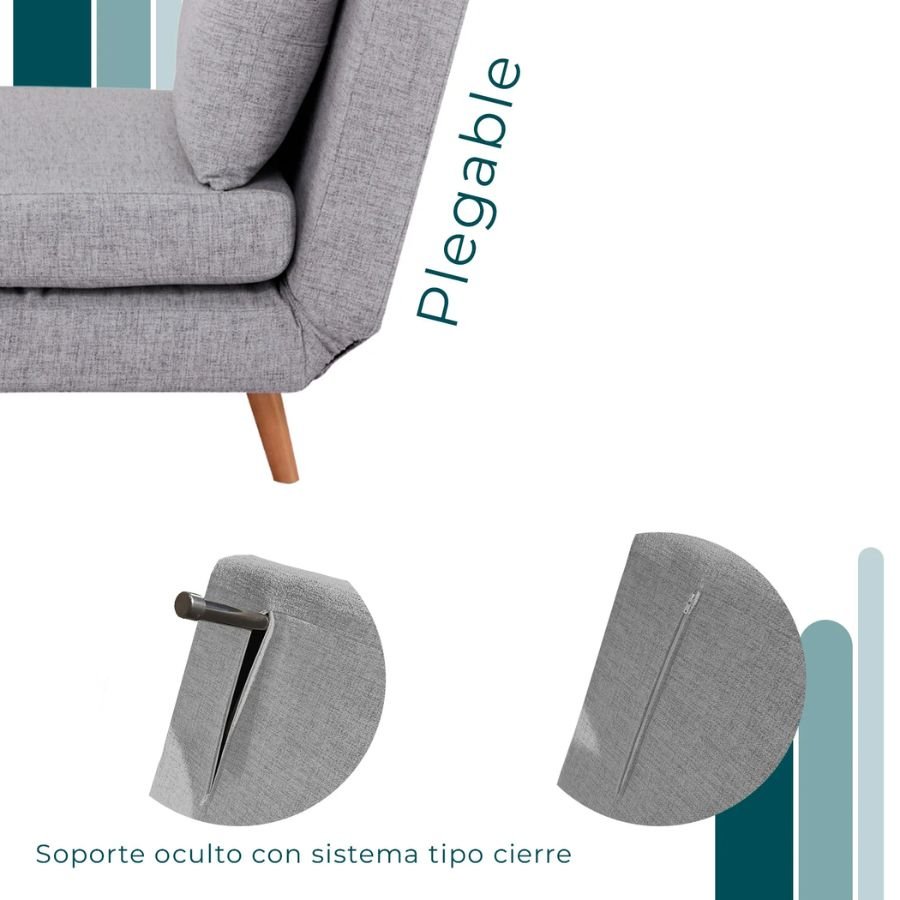 SOFÁ CAMA GEORGIA Detalle del soporte metálico oculto con sistema de cierre en el sofá cama Georgia ScrivaniaMx.