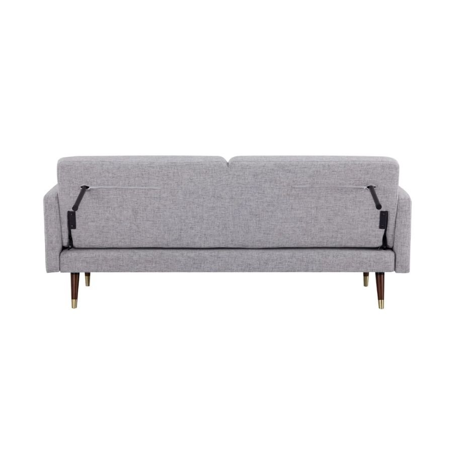 SOFÁ CAMA LECCARI Vista trasera del sofá cama Leccari gris con ranuras de soporte oculto ScrivaniaMx.