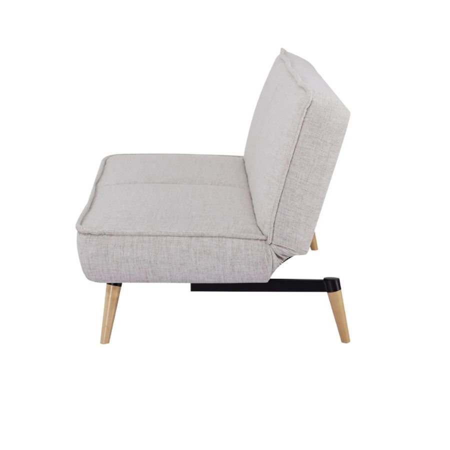 SOFÁ CAMA NOVELLE Perfil ergonómico lateral del sofá cama Novelle en color beige ScrivaniaMx.