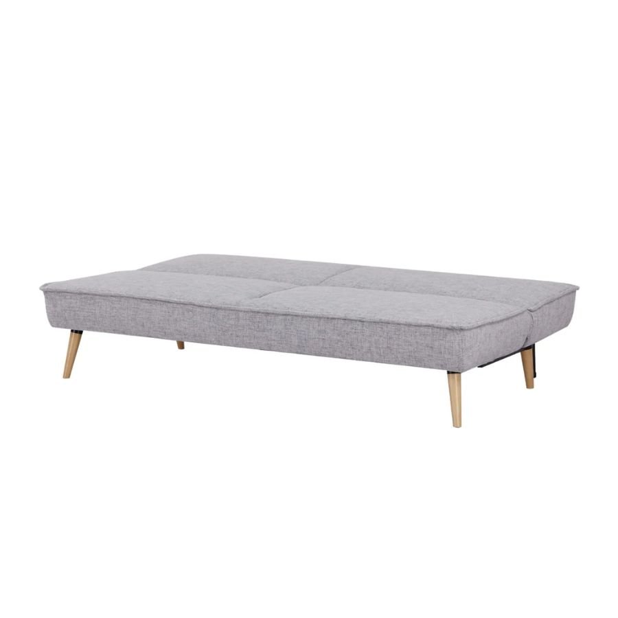 SOFÁ CAMA NOVELLE Sofá cama Novelle en color gris completamente extendido en modo cama individual ScrivaniaMx.