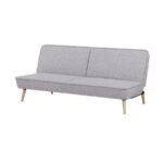 Sofá cama de dos cuerpos Novelle en tela lisa color gris con patas de madera ScrivaniaMx.