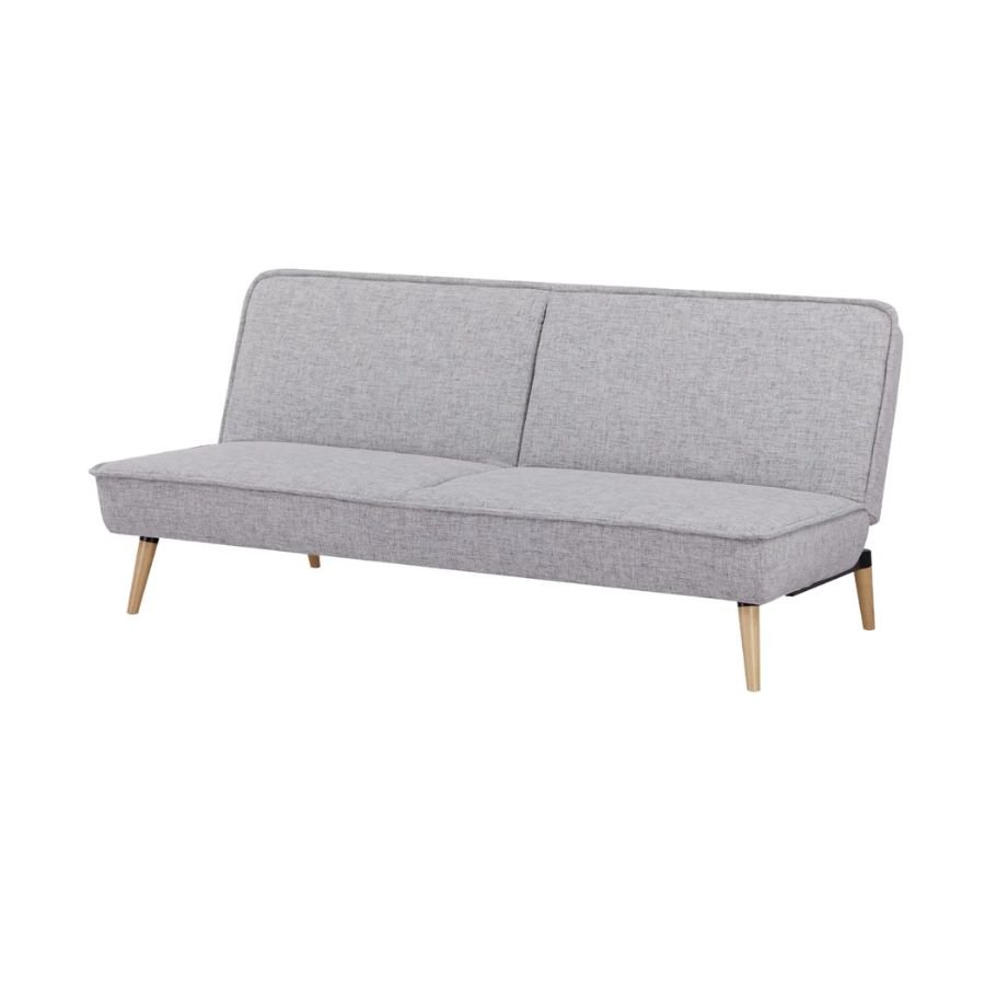 SOFÁ CAMA NOVELLE Sofá cama de dos cuerpos Novelle en tela lisa color gris con patas de madera ScrivaniaMx.