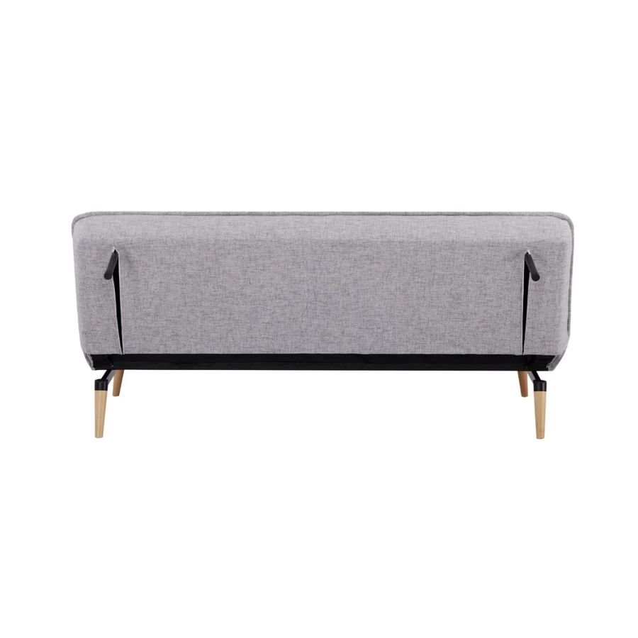 SOFÁ CAMA NOVELLE Respaldo posterior completamente tapizado en tela gris del sofá cama Novelle ScrivaniaMx.