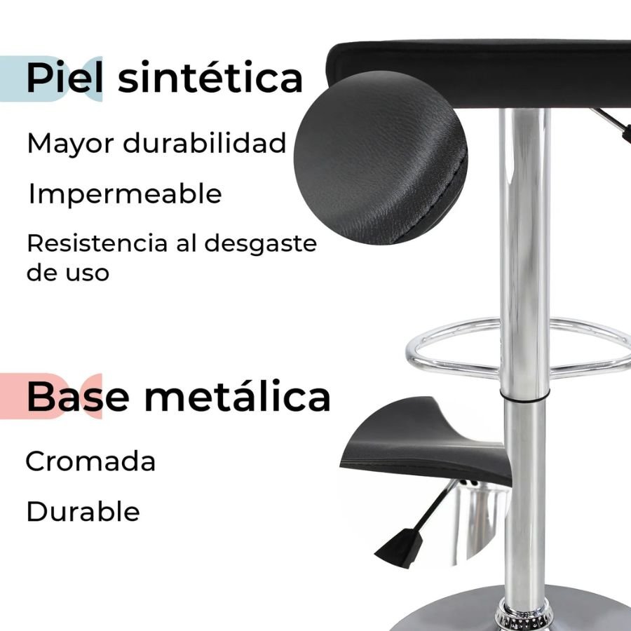 BANCO PEGASUS Detalle de piel sintética y base metálica del banco Pegasus negro de ScrivaniaMx
