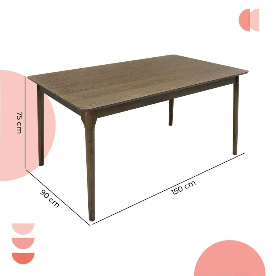 MESA DE COMEDOR VERONA R 150X90 Diagrama de medidas mesa de comedor Verona 150x90 ScrivaniaMx