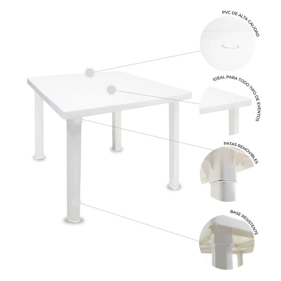 MESA DESARMABLE MALTA PLASTICO Diagrama de características técnicas y armado mesa Malta ScrivaniaMx