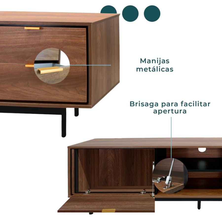 MUEBLE DE TV PORTELLO Manijas metálicas premium