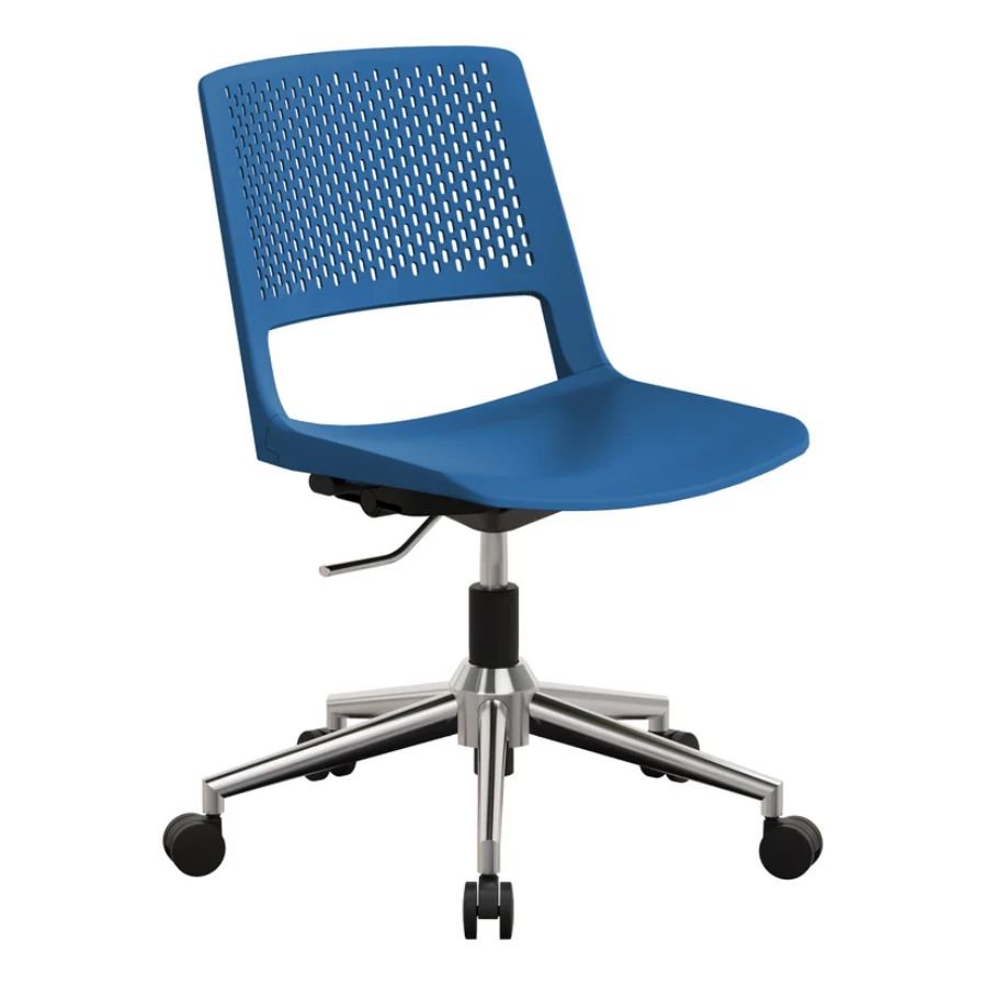 SILLA 5P ENZO Silla 5P Enzo azul con base gris cromo premium ScrivaniaMx