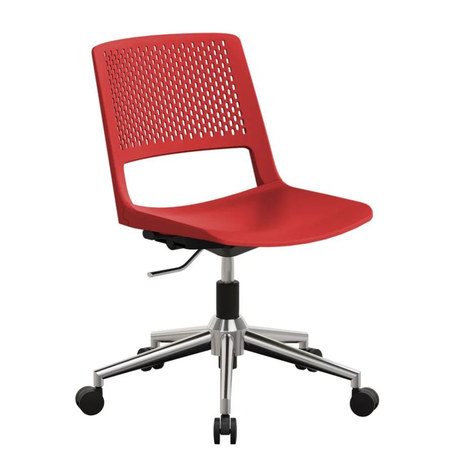 SILLA 5P ENZO Silla 5P Enzo roja con base gris cromo premium ScrivaniaMx