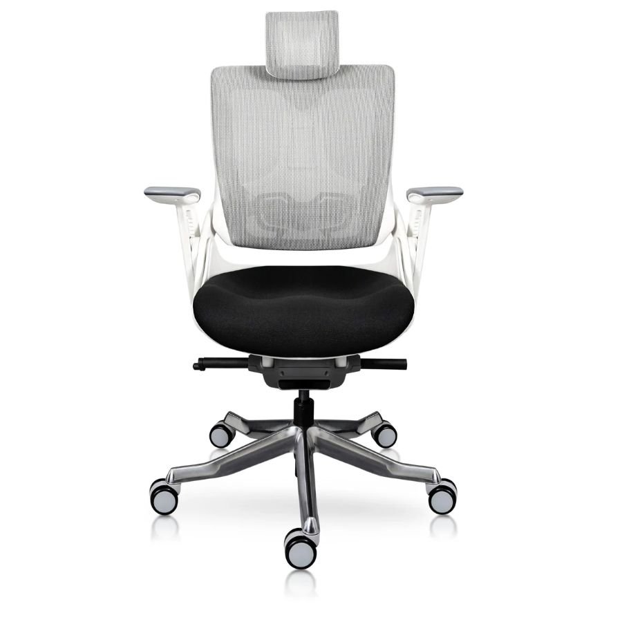 SILLA ÍNDICO Silla ergonómica Índico blanca vista en perspectiva ScrivaniaMx