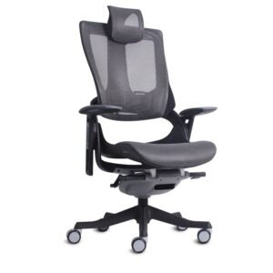 Silla ergonómica Índico negra vista en perspectiva ScrivaniaMx