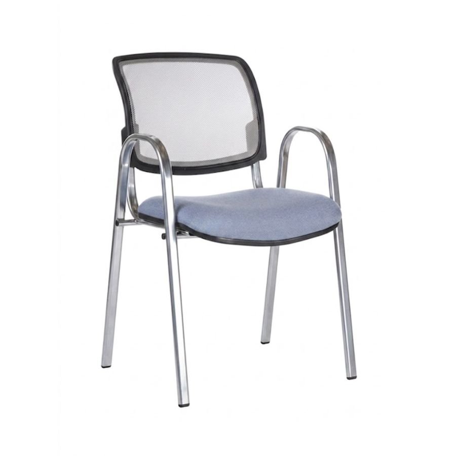 SILLA ISO MESH ARM Silla de visita con brazos ISO Mesh Arm perspectiva estructura gris cromo ScrivaniaMx