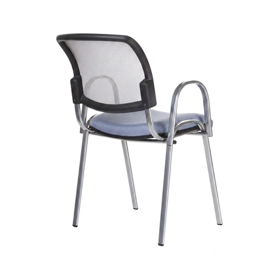 SILLA ISO MESH ARM Silla de visita con brazos ISO Mesh Arm vista trasera estructura gris cromo ScrivaniaMx