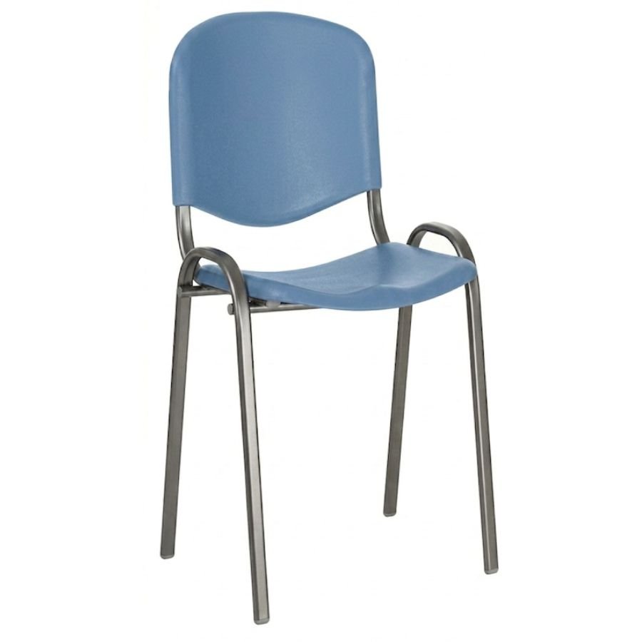SILLA ISO PLASTIC Silla ISO Plastic azul ópalo base gris cromo ergonómica oficina ScrivaniaMx