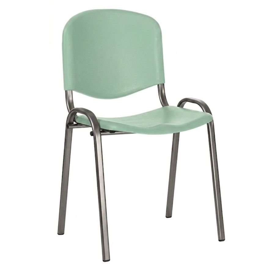 SILLA ISO PLASTIC Silla ISO Plastic verde menta base gris cromo ergonómica oficina ScrivaniaMx
