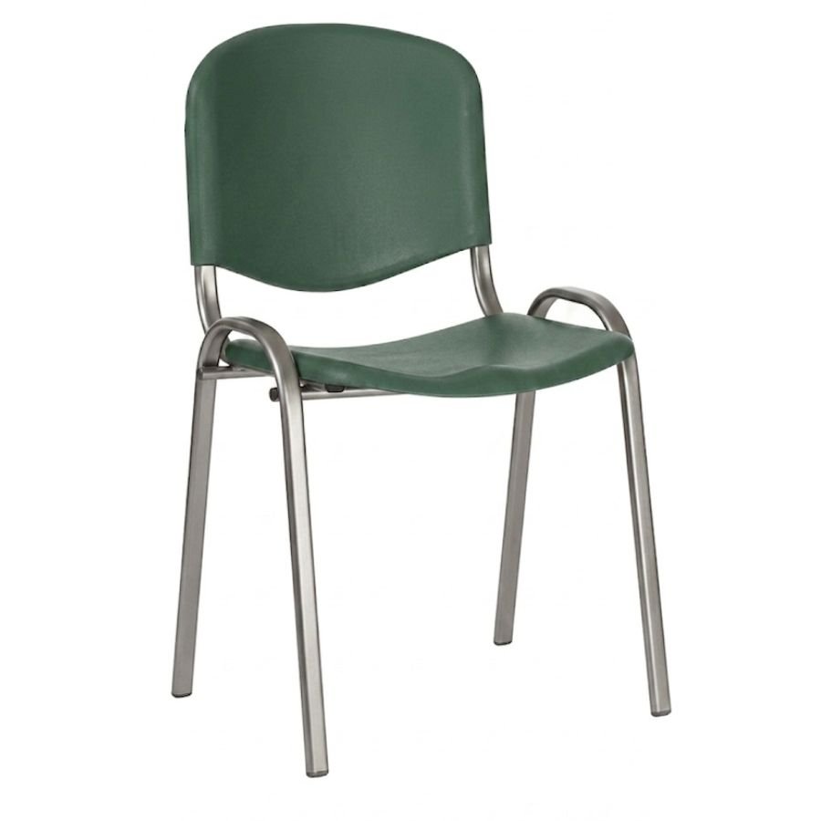 SILLA ISO PLASTIC Silla ISO Plastic verde militar base gris cromo ergonómica oficina ScrivaniaMx