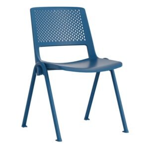 Silla de visita Enzo color azul en perspectiva con base normal y diseño moderno de ScrivaniaMx.